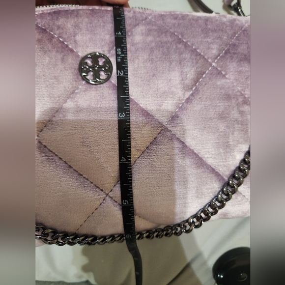 Tory Burch Willa Zip Shoulder Quilted Handbag In Lilac And Gunmetal Nwt - Picture 15 of 16